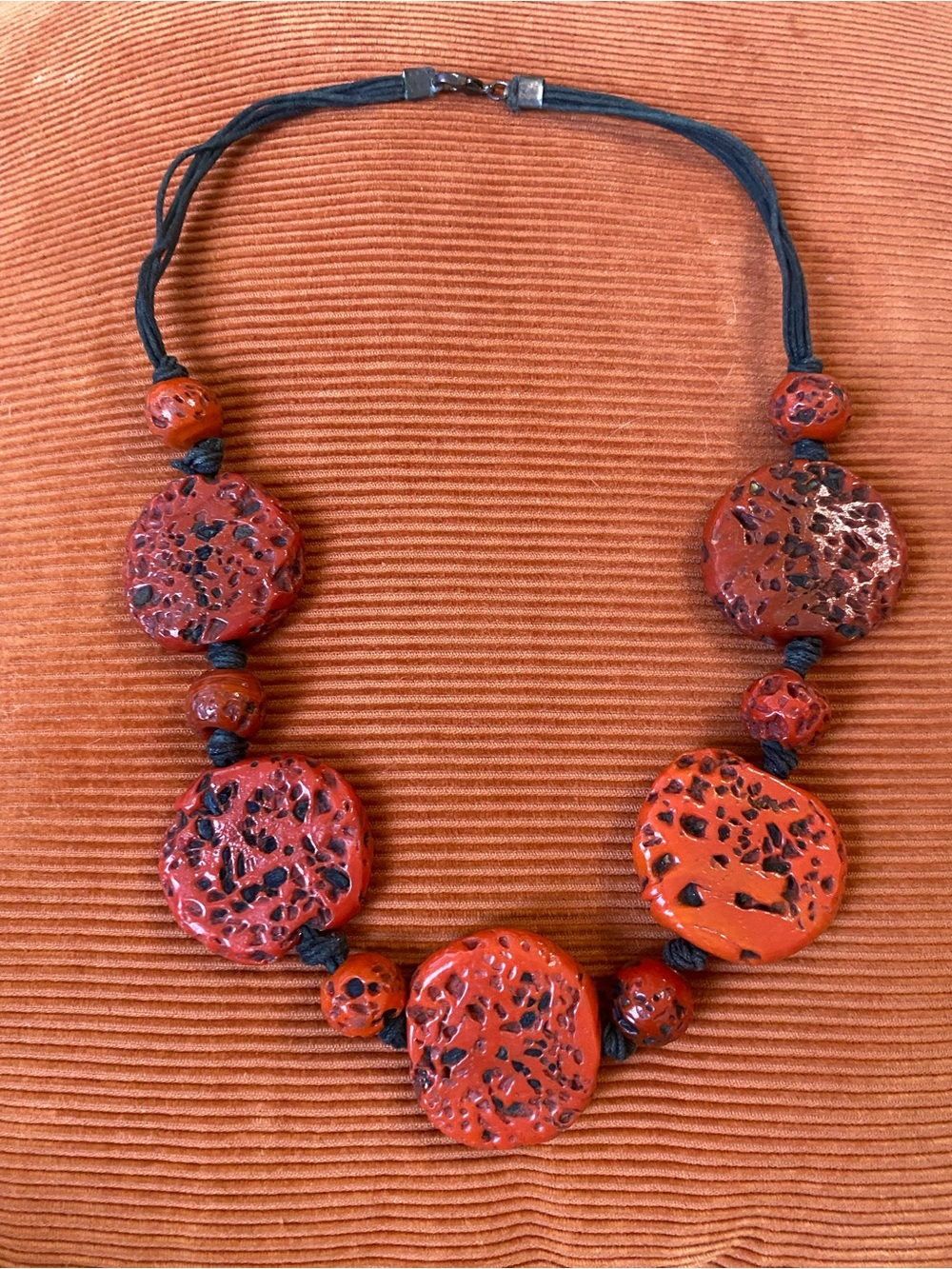 Vintage Handcrafted Ceramic Coral Imitation Necklace